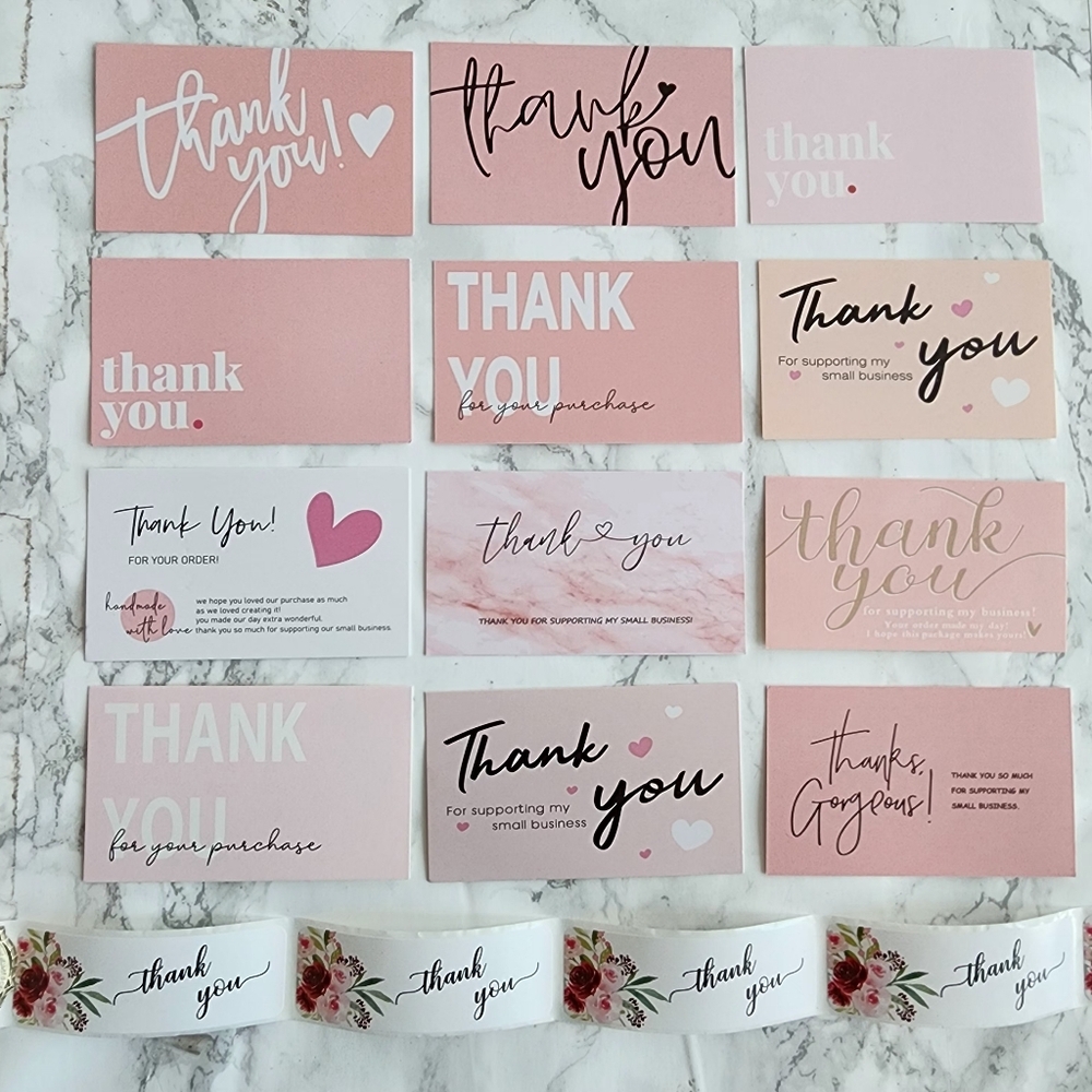 220pc Thank You Business Cards & Stickers